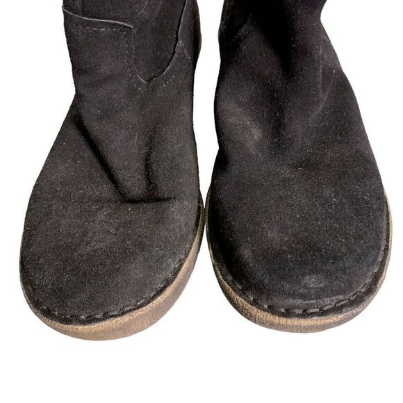 Nine West Suede Leather Booties Boots 9 Black Faux Fur Wedge Heel Round Toe - Picture 3 of 8